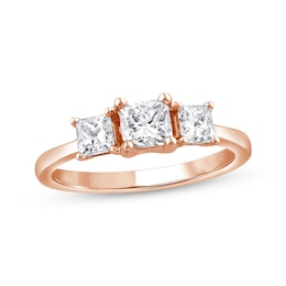 Adore Princess-Cut Diamond Three-Stone Engagement Ring 1 ct tw 14K Rose Gold