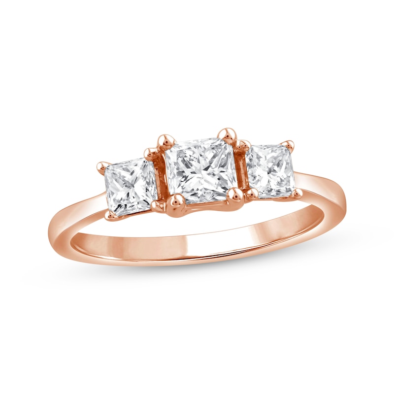 Main Image 1 of Adore Princess-Cut Diamond Three-Stone Engagement Ring 1 ct tw 14K Rose Gold