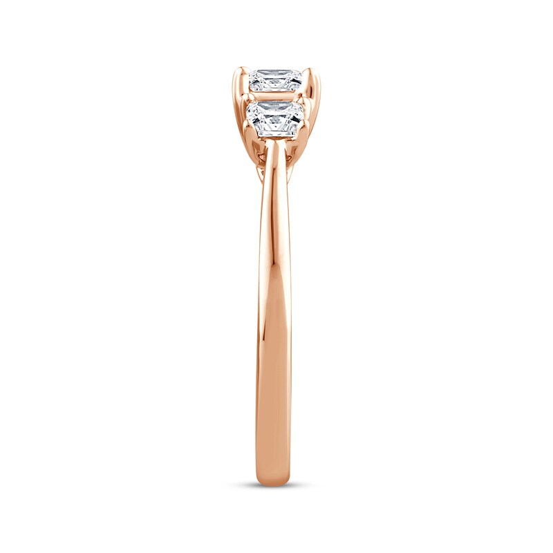 Main Image 2 of Adore Princess-Cut Diamond Three-Stone Engagement Ring 1 ct tw 14K Rose Gold