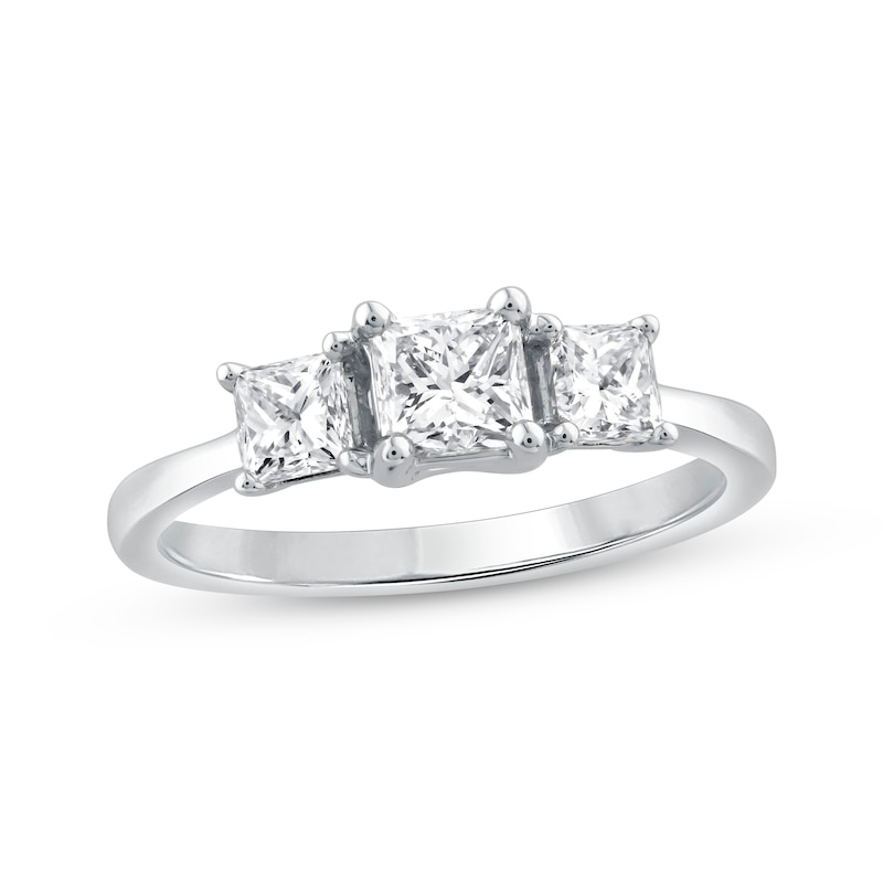 Main Image 1 of Adore Princess-Cut Diamond Three-Stone Engagement Ring 1 ct tw 14K White Gold