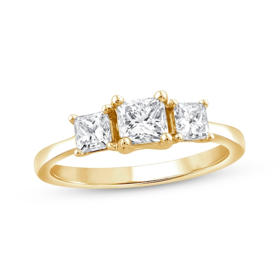 Adore Princess-Cut Diamond Three-Stone Engagement Ring 1 ct tw 14K Yellow Gold