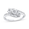 Thumbnail Image 1 of Adore Diamond Three-Stone Bypass Engagement Ring 1/2 ct tw 14K White Gold