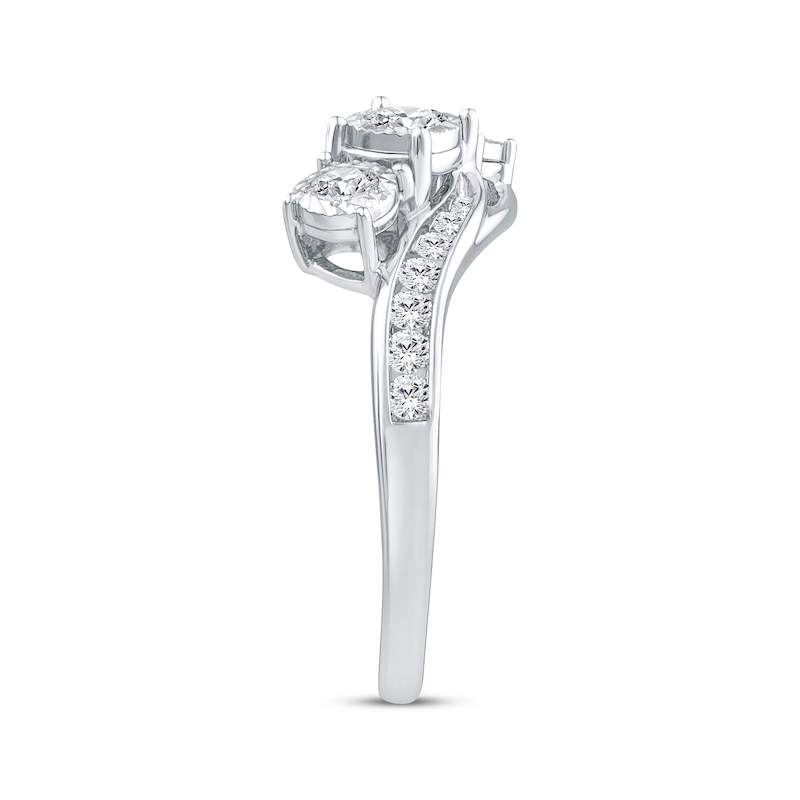 Main Image 2 of Adore Diamond Three-Stone Bypass Engagement Ring 1/2 ct tw 14K White Gold