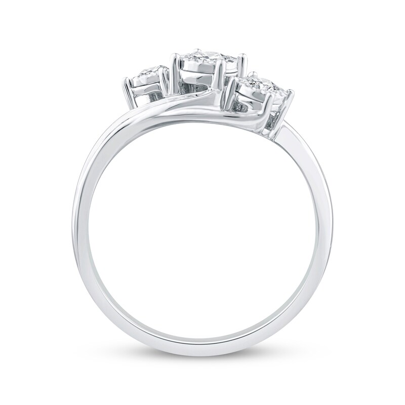 Main Image 3 of Adore Diamond Three-Stone Bypass Engagement Ring 1/2 ct tw 14K White Gold