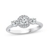 Thumbnail Image 1 of Adore Round-Cut Diamond Three-Stone Center Halo Engagement Ring 5/8 ct tw 14K White Gold