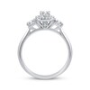 Thumbnail Image 3 of Adore Round-Cut Diamond Three-Stone Center Halo Engagement Ring 5/8 ct tw 14K White Gold