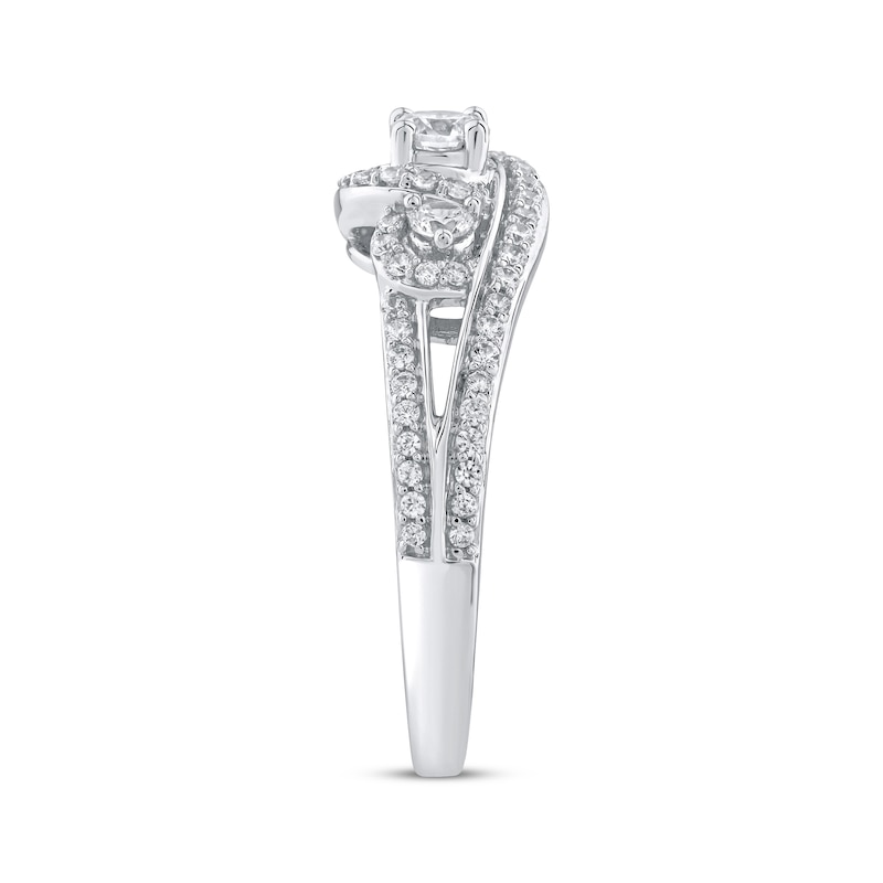 Main Image 2 of Adore Round-Cut Diamond Three-Stone Swirl Engagement Ring 1/2 ct tw 14K White Gold