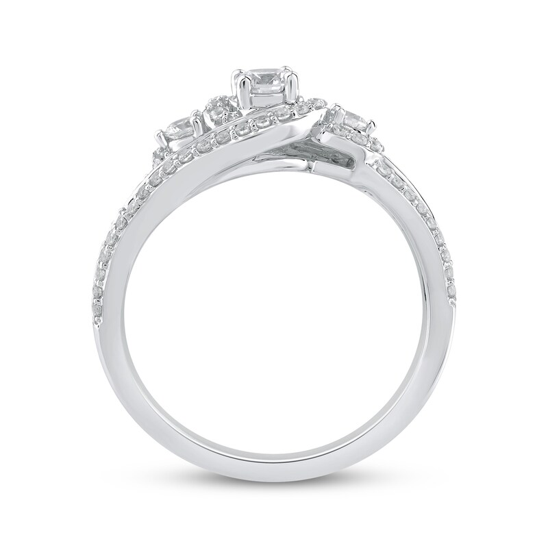 Main Image 3 of Adore Round-Cut Diamond Three-Stone Swirl Engagement Ring 1/2 ct tw 14K White Gold