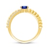 Thumbnail Image 2 of Oval-Cut Blue Lab-Created Sapphire & White Lab-Created Sapphire Crossover Ring 24K Yellow Gold Vermeil Sterling Silver