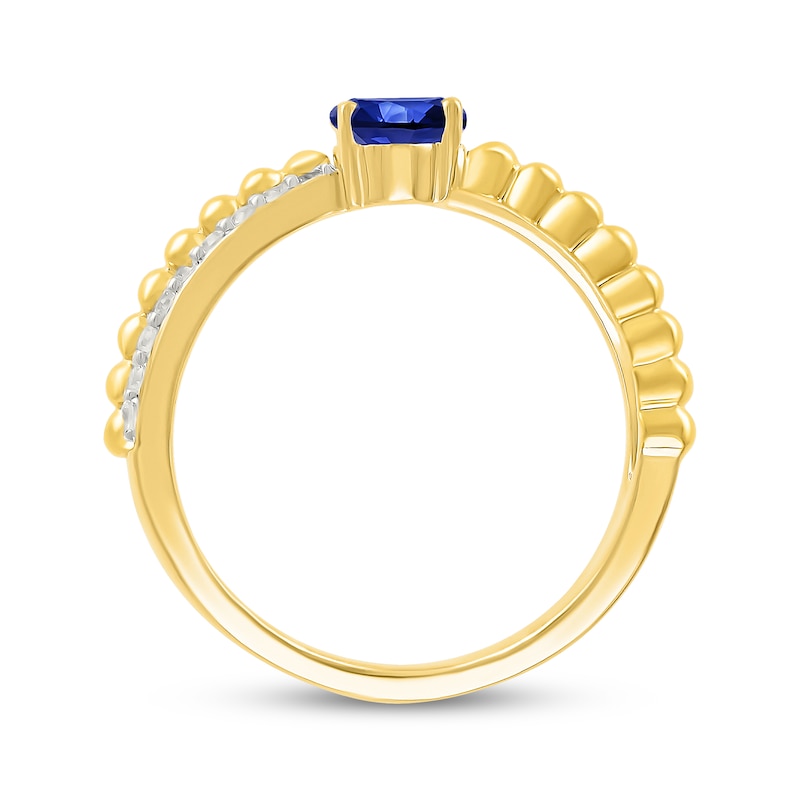 Main Image 2 of Oval-Cut Blue Lab-Created Sapphire & White Lab-Created Sapphire Crossover Ring 24K Yellow Gold Vermeil Sterling Silver