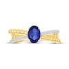 Thumbnail Image 3 of Oval-Cut Blue Lab-Created Sapphire & White Lab-Created Sapphire Crossover Ring 24K Yellow Gold Vermeil Sterling Silver