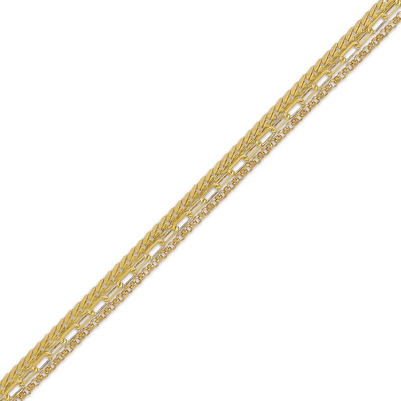 Main Image 2 of Layered Chain Bracelet 24K Yellow Gold Vermeil Sterling Silver 7.5"