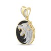 Thumbnail Image 2 of Men's Black & White Diamond, Lab-Created Ruby Wolf Charm 3/4 ct tw 10K Yellow Gold