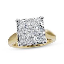 Adore Multi-Diamond Square Engagement Ring 1 ct tw 14K Two-Tone Gold