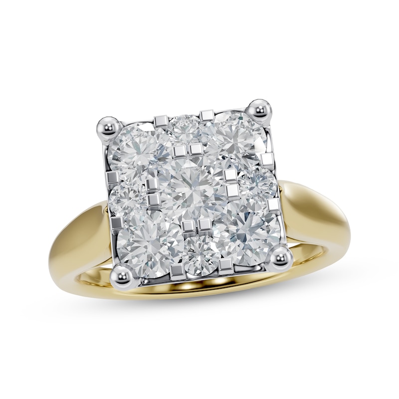 Main Image 1 of Adore Multi-Diamond Square Engagement Ring 1 ct tw 14K Two-Tone Gold