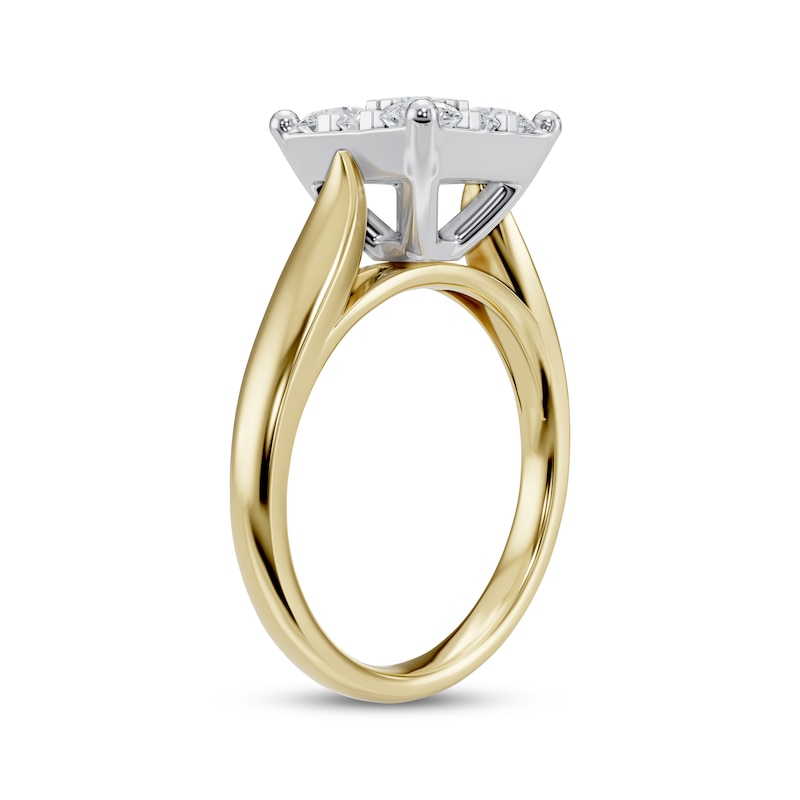 Main Image 2 of Adore Multi-Diamond Square Engagement Ring 1 ct tw 14K Two-Tone Gold
