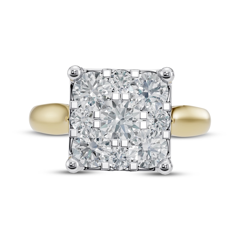 Main Image 3 of Adore Multi-Diamond Square Engagement Ring 1 ct tw 14K Two-Tone Gold