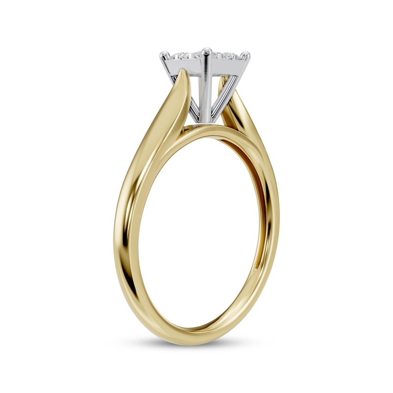 Multi-Diamond Square Engagement Ring 1/4 ct tw 14K Two-Tone Gold