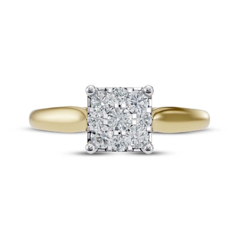 Multi-Diamond Square Engagement Ring 1/4 ct tw 14K Two-Tone Gold