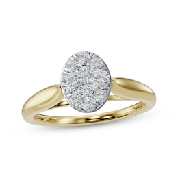 Adore Multi-Diamond Oval Engagement Ring 1/4 ct tw 14K Two-Tone Gold
