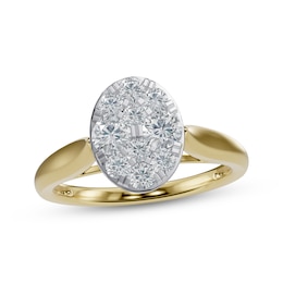 Adore Multi-Diamond Oval Engagement Ring 1/2 ct tw 14K Two-Tone Gold