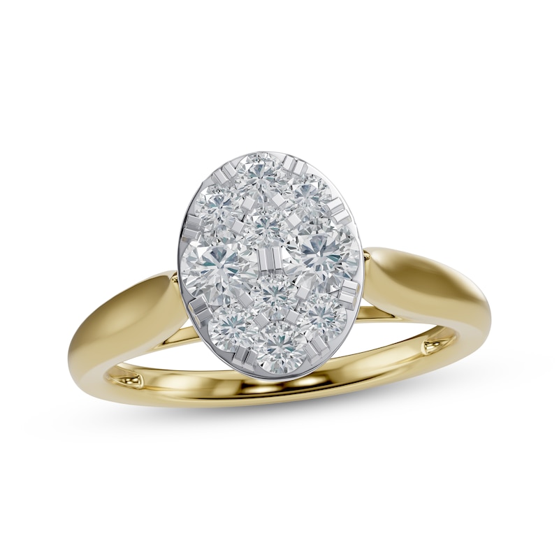 Main Image 1 of Adore Multi-Diamond Oval Engagement Ring 1/2 ct tw 14K Two-Tone Gold