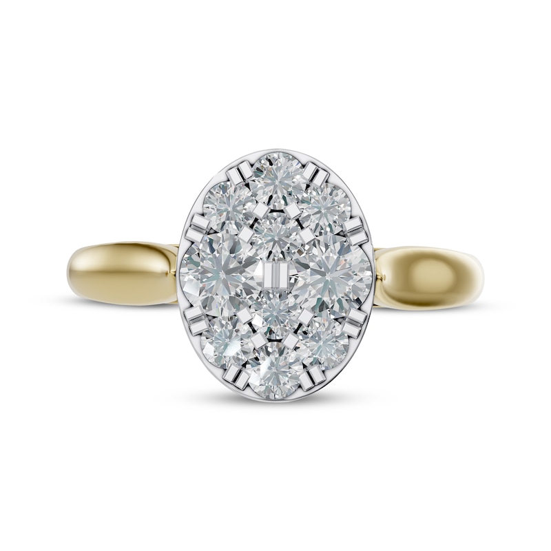 Main Image 3 of Adore Multi-Diamond Oval Engagement Ring 1/2 ct tw 14K Two-Tone Gold