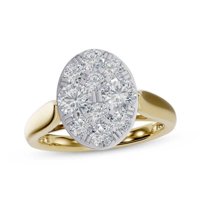 Main Image 1 of Adore Multi-Diamond Oval Engagement Ring 1 ct tw 14K Two-Tone Gold