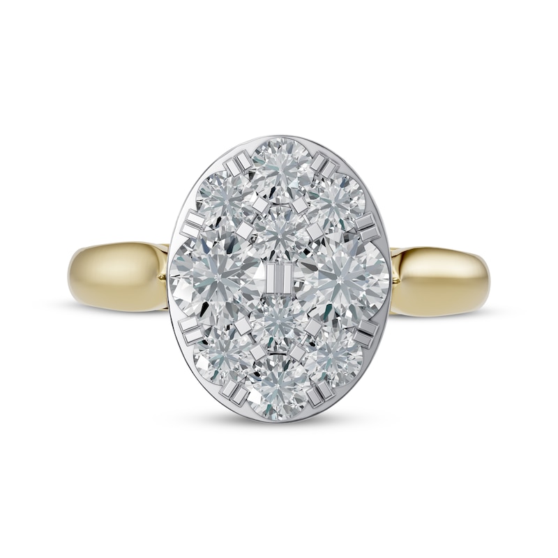 Main Image 3 of Adore Multi-Diamond Oval Engagement Ring 1 ct tw 14K Two-Tone Gold