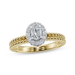 Adore Oval-Cut Diamond Halo Twist Shank Engagement Ring 1/4 ct tw 14K Two-Tone Gold