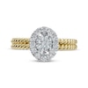 Thumbnail Image 3 of Adore Oval-Cut Diamond Halo Twist Shank Engagement Ring 1/2 ct tw 14K Two-Tone Gold