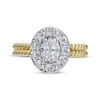 Thumbnail Image 3 of Adore Oval-Cut Diamond Halo Twist Shank Engagement Ring 1 ct tw 14K Two-Tone Gold