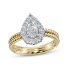 Thumbnail Image 1 of Adore Pear-Shaped Diamond Halo Twist Shank Engagement Ring 1 ct tw 14K Two-Tone Gold
