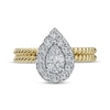 Thumbnail Image 3 of Adore Pear-Shaped Diamond Halo Twist Shank Engagement Ring 1 ct tw 14K Two-Tone Gold
