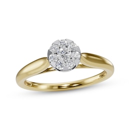 Adore Multi-Diamond Circular-Shaped Engagement Ring 1/4 ct tw 14K Two-Tone Gold