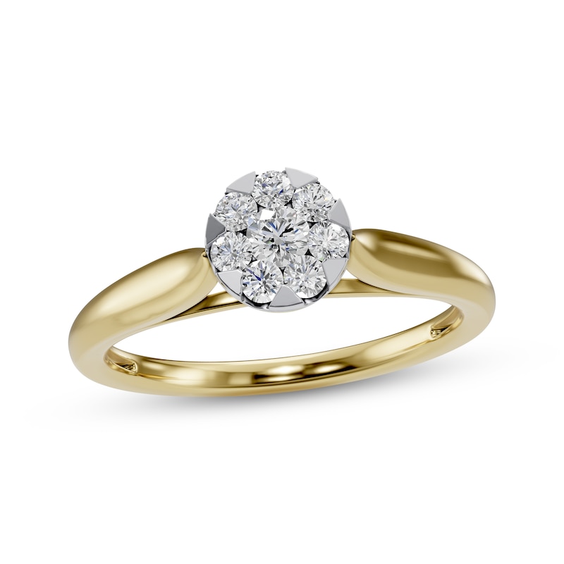 Main Image 1 of Adore Multi-Diamond Circular-Shaped Engagement Ring 1/4 ct tw 14K Two-Tone Gold