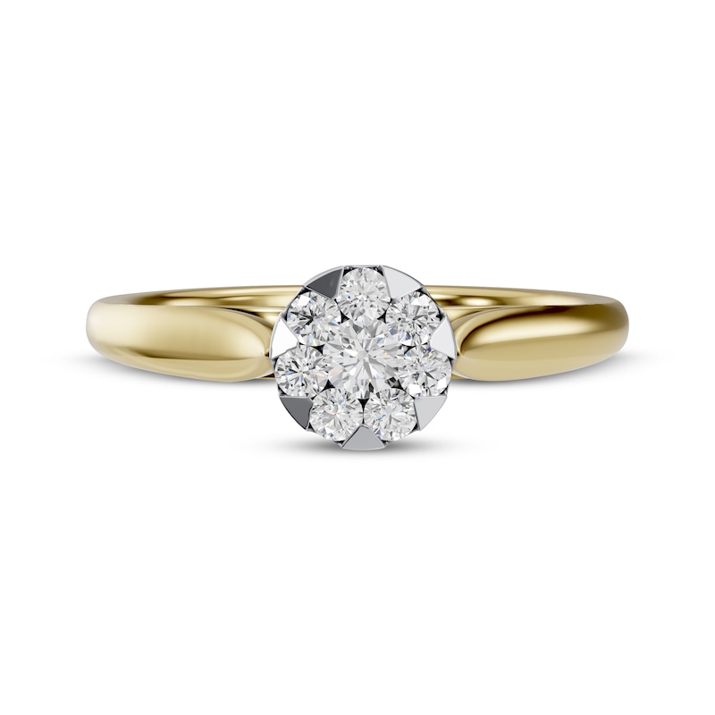 Main Image 3 of Adore Multi-Diamond Circular-Shaped Engagement Ring 1/4 ct tw 14K Two-Tone Gold
