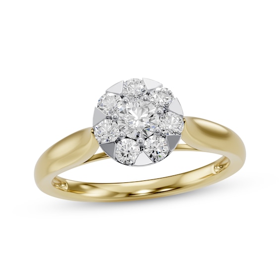 Adore Multi-Diamond Circular-Shaped Engagement Ring 1/ ct tw 14K Two-Tone Gold