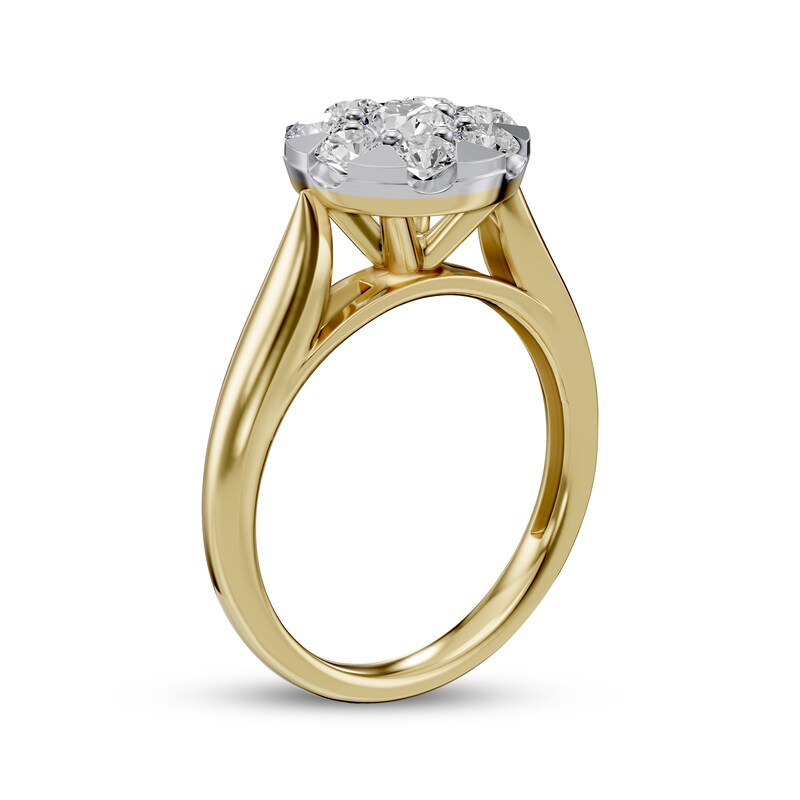 Main Image 2 of Adore Multi-Diamond Circular-Shaped Engagement Ring 1 ct tw 14K Two-Tone Gold