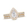 Thumbnail Image 1 of Adore Lab-Grown Diamonds Pear-Shaped Halo Bridal Set 2 ct tw 14K Yellow Gold (VS2/F)