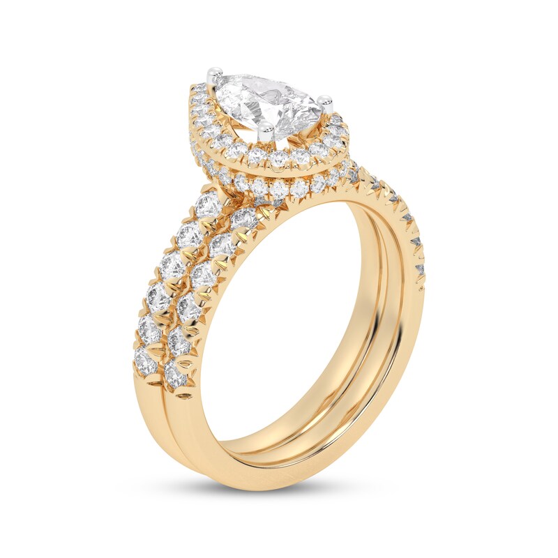 Main Image 2 of Adore Lab-Grown Diamonds Pear-Shaped Halo Bridal Set 2 ct tw 14K Yellow Gold (VS2/F)