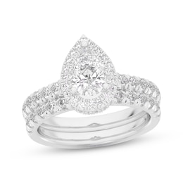 Adore Lab-Grown Diamonds Pear-Shaped Halo Bridal Set 2 ct tw 14K White Gold (VS2/F)