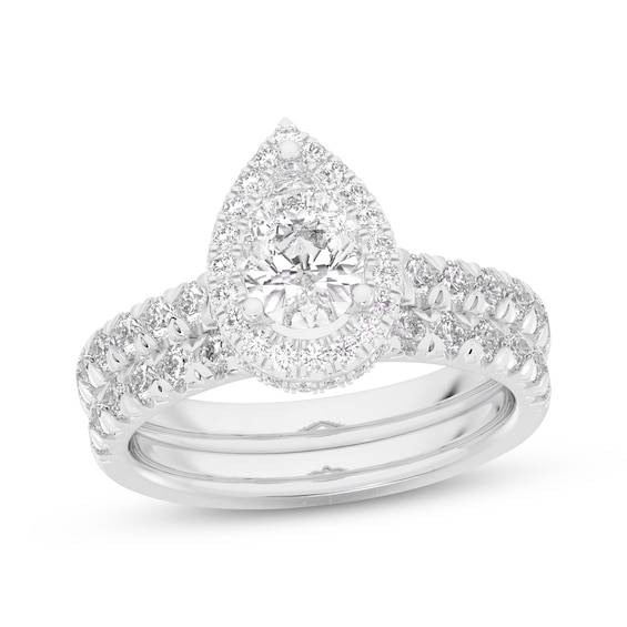 Adore Lab-Grown Diamonds Pear-Shaped Halo Bridal Set 2 ct tw 14K White Gold (VS2/F)