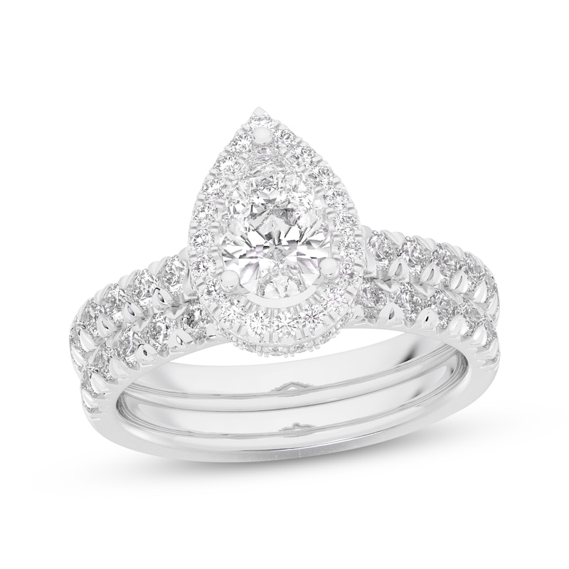 Main Image 1 of Adore Lab-Grown Diamonds Pear-Shaped Halo Bridal Set 2 ct tw 14K White Gold (VS2/F)
