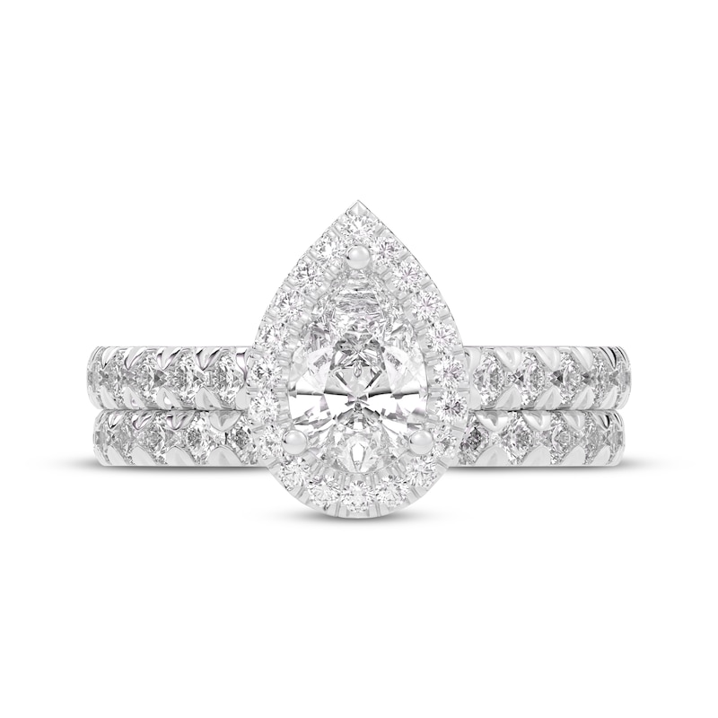 Main Image 3 of Adore Lab-Grown Diamonds Pear-Shaped Halo Bridal Set 2 ct tw 14K White Gold (VS2/F)