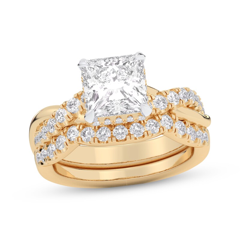Main Image 1 of Adore Lab-Grown Diamonds Princess-Cut Double Cuff Bridal Set 3 ct tw 14K Yellow Gold (VS2/F)