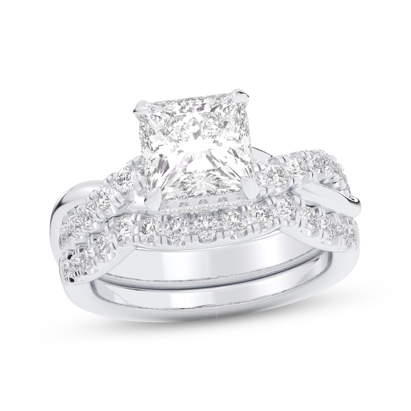 Main Image 1 of Adore Lab-Grown Diamonds Princess-Cut Double Cuff Bridal Set 3 ct tw 14K White Gold (VS2/F)