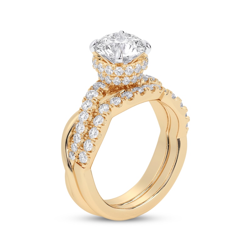 Main Image 2 of Adore Lab-Grown Diamonds Round-Cut Double Cuff Bridal Set 3 ct tw 14K Yellow Gold (VS2/F)