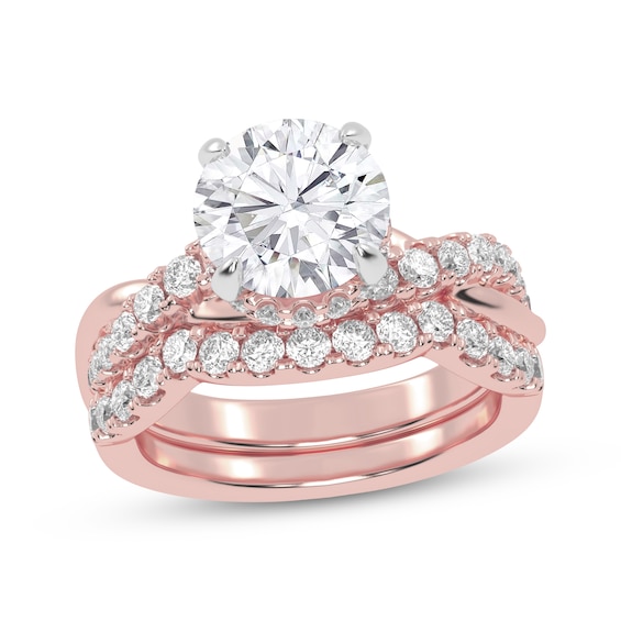 Adore Lab-Grown Diamonds Round-Cut Double Hidden Halo Bridal Set 3 ct tw 14K Rose Gold