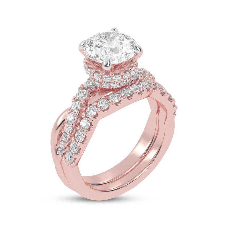 Main Image 2 of Adore Lab-Grown Diamonds Round-Cut Double Hidden Halo Bridal Set 3 ct tw 14K Rose Gold
